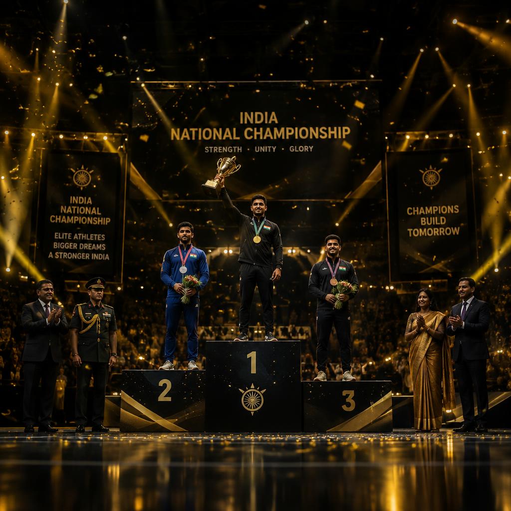 Champions on the podium at a national championship